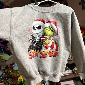 Six Seven Themed Gray Holiday Crewneck Sweatshirt